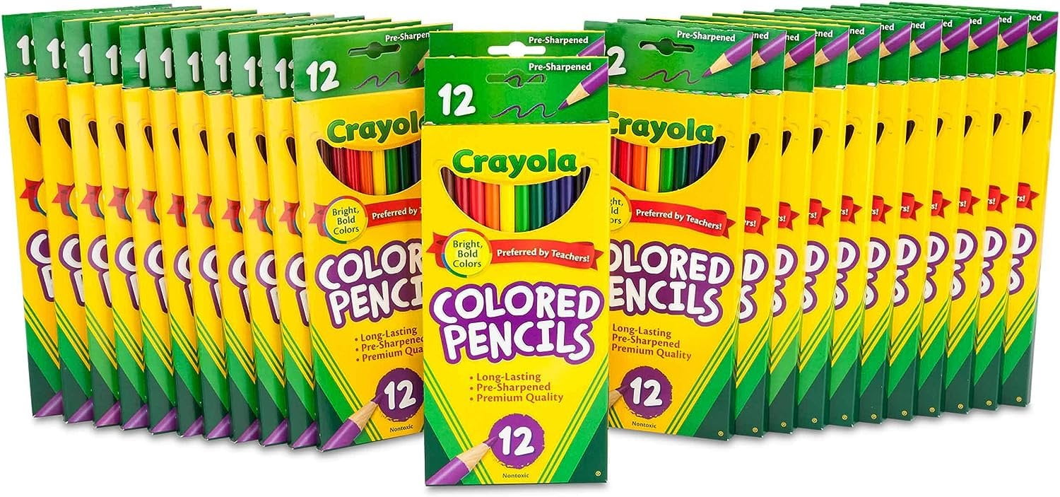 Crayola Bulk Colored Pencils, Pre-sharpened, Bulk School Supplies for Teachers, 12 Assorted Colors, Pack of 24
