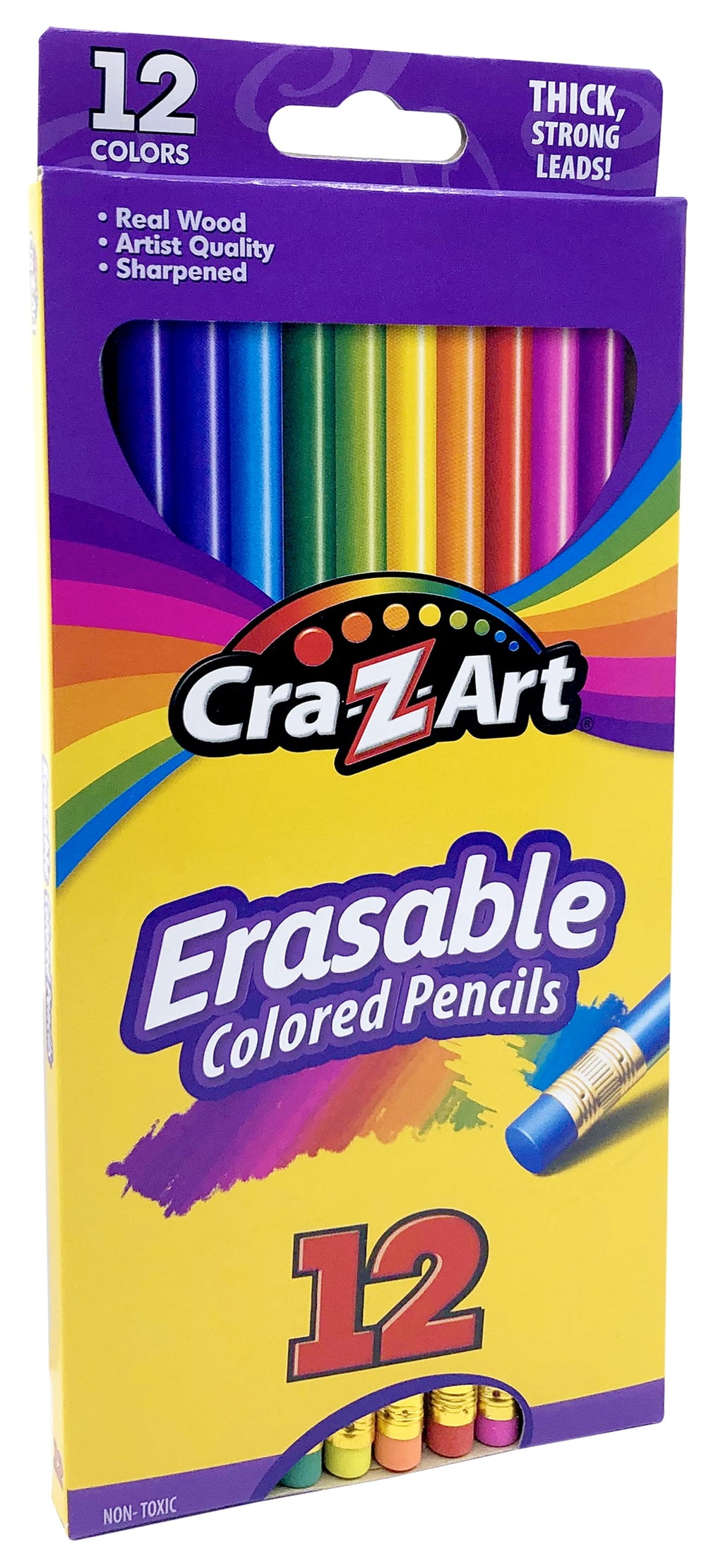 Cra-Z-Art Erasable Colored Pencils 12 Pack, Beginner Child to Adult, School Supplies