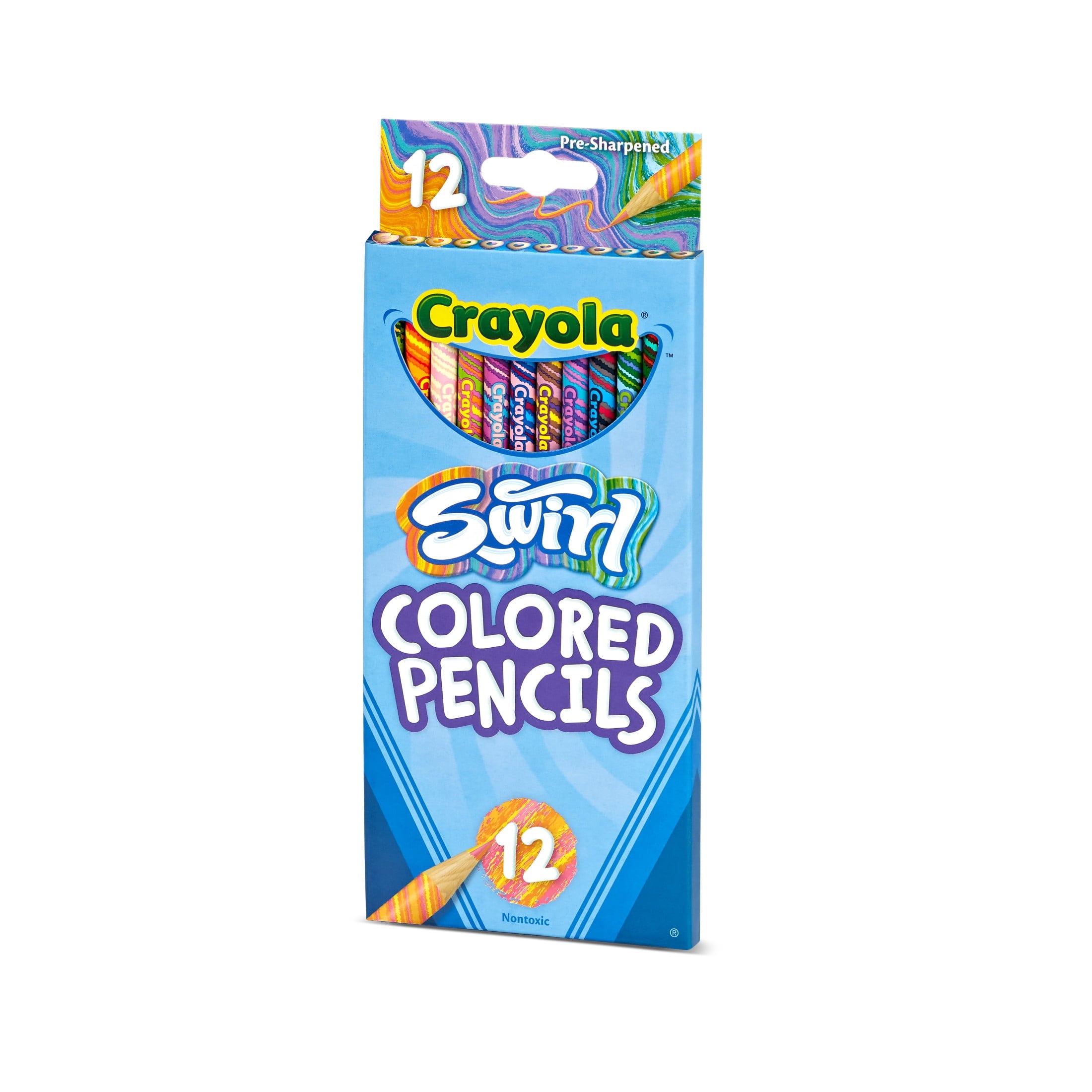 Crayola Swirl Colored Pencils, 12 Ct, Multicolored Rainbow Pencils, Back to School Supplies for Kids, Classroom Supplies