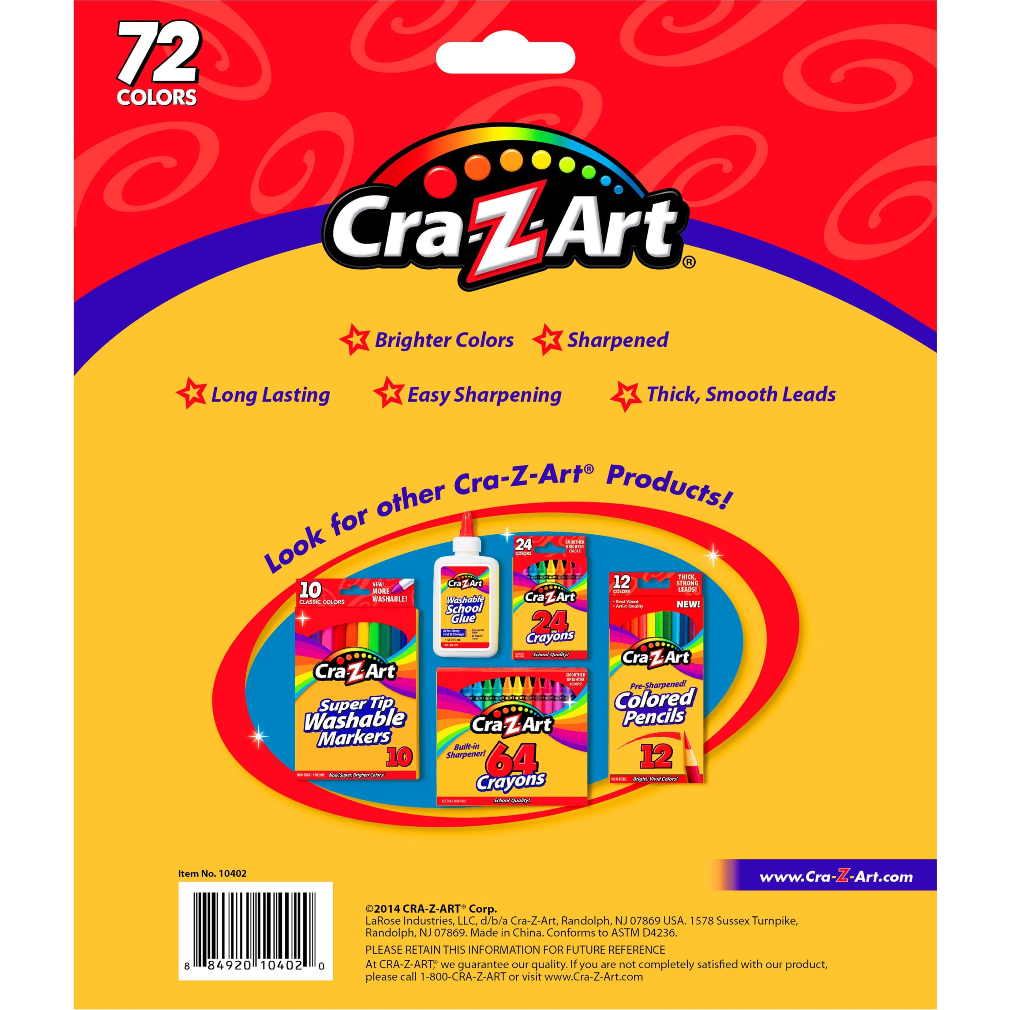 Cra-Z-Art Classic Colored Pencils, 72 Count, Multicolor, Beginner Child to Adult, Back to School