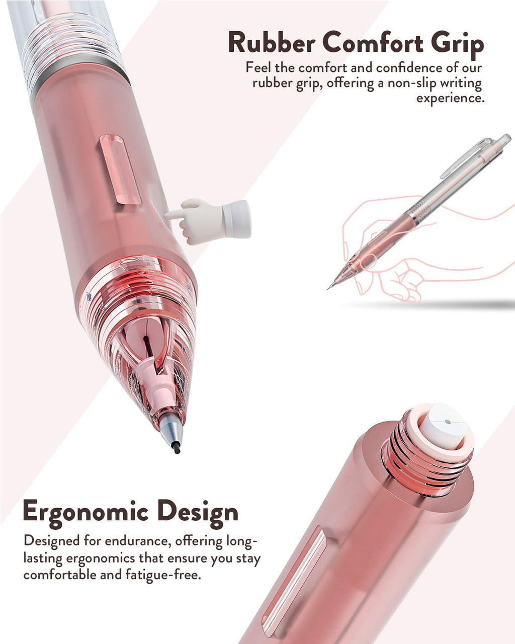 Four Candies Mechanical Pencil Set with Case, 6PCS Mechanical Pencils 0.5 & 0.7mm with 360PCS HB Lead Refills, 3PCS Erasers, 9PCS Eraser Refills, Aesthetic Mechanical Pencil for Drawing, Drafting