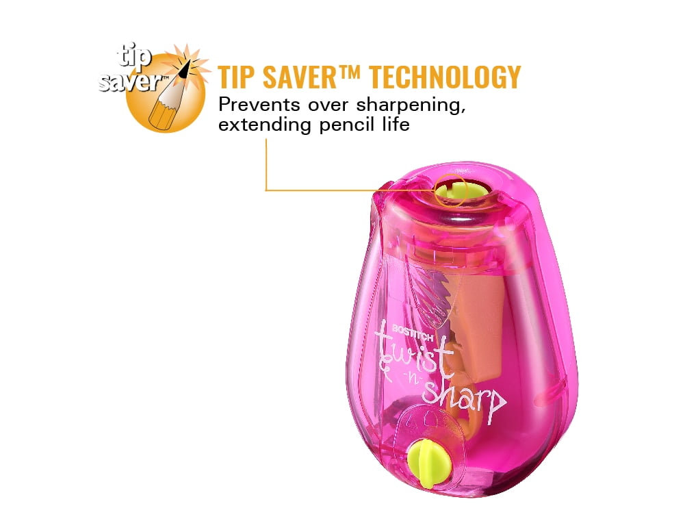 Bostitch Twist-n-Sharp 1-Hole Handheld Manual Pencil Sharpeners, Assorted Colors, 3 Pack
