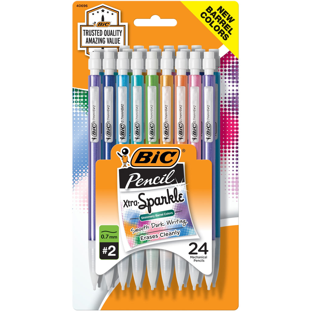 (2 pack) BIC Xtra Sparkle Mechanical Pencil, 0.7 mm, 24 Count