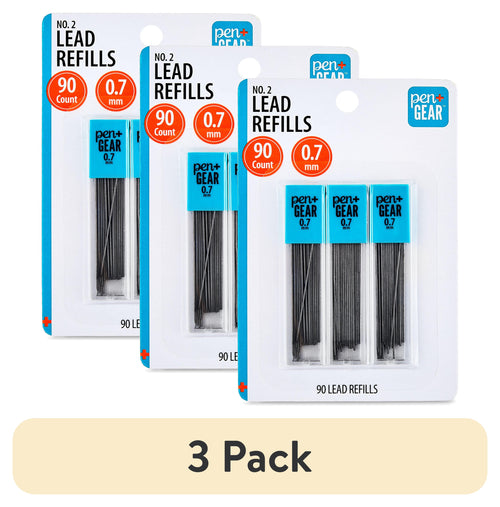 (3 pack) Pen+Gear No. 2 Mechanical Pencil Dark Lead Refills, Pencil Lead Grade, 0.7mm, 90 Count