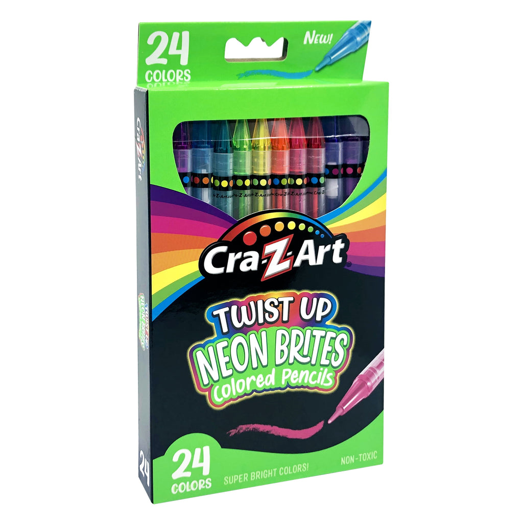 Cra-Z-Art Neon Twist up Colored Pencils, 24 Count Multicolor, Beginner, Child to Adult