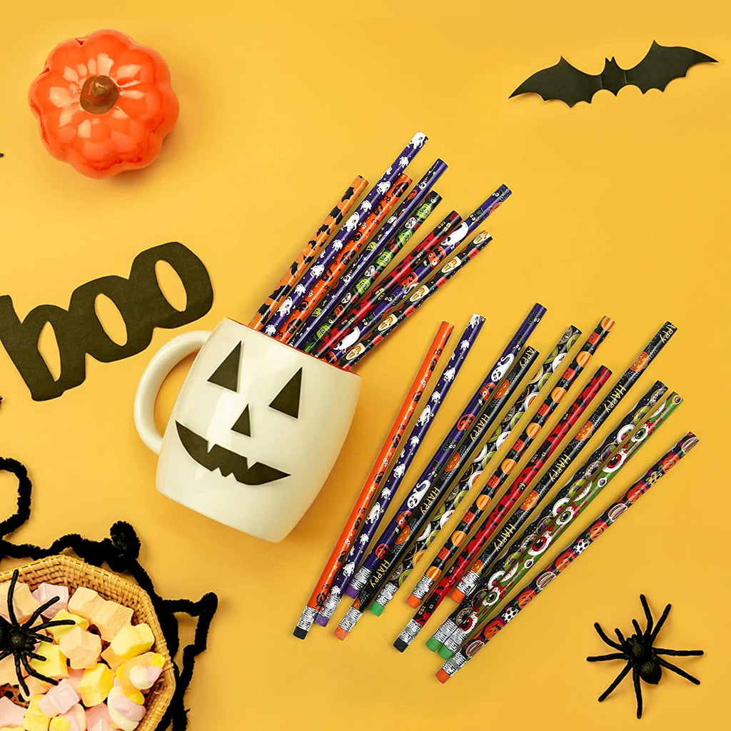 Naler Pack of 36 Halloween Pencils Set with Erasers for Kids Halloween Party Favors Goodie Bags School Prizes