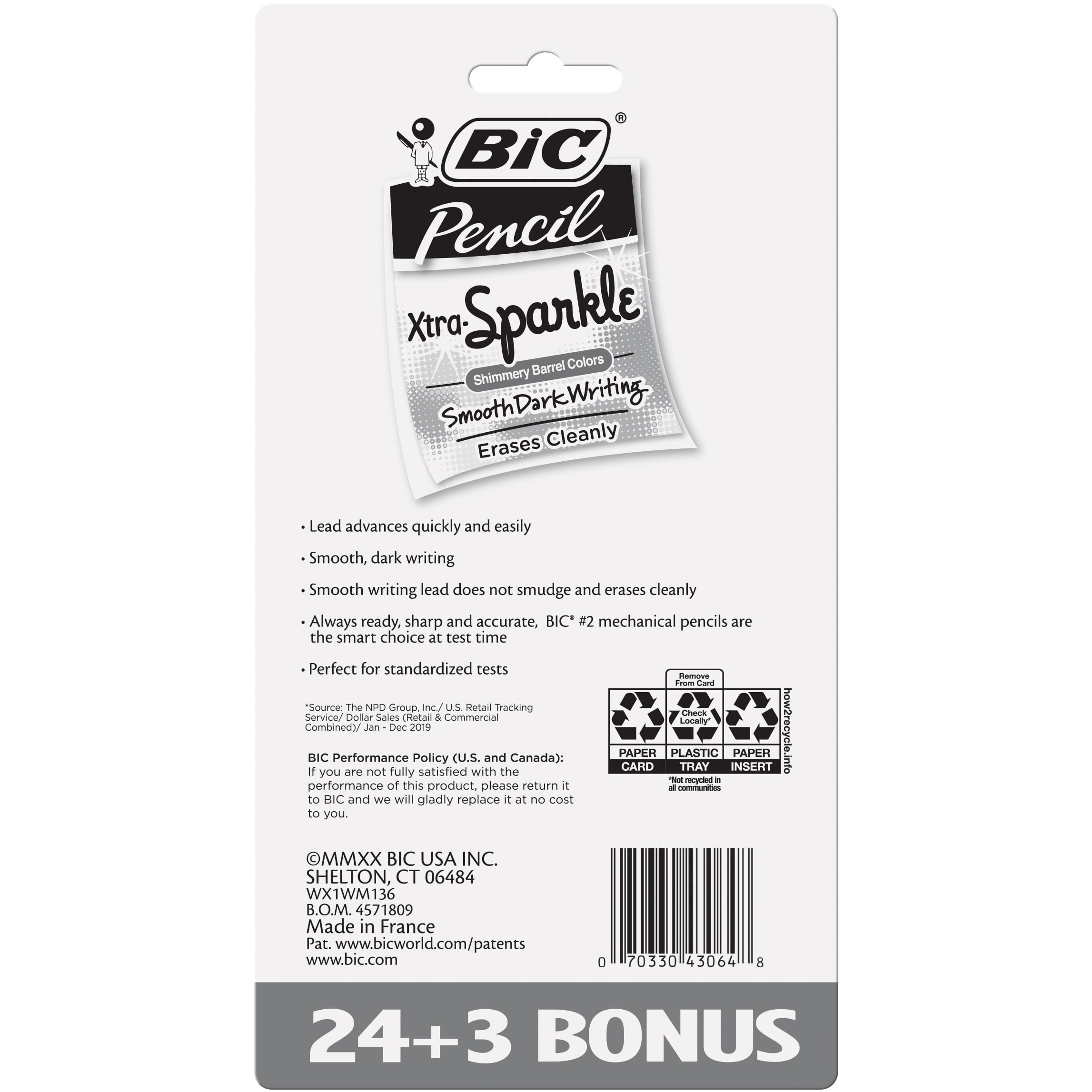 (2 pack) BIC Xtra Sparkle Mechanical Pencil, 0.7 mm, 24 Count