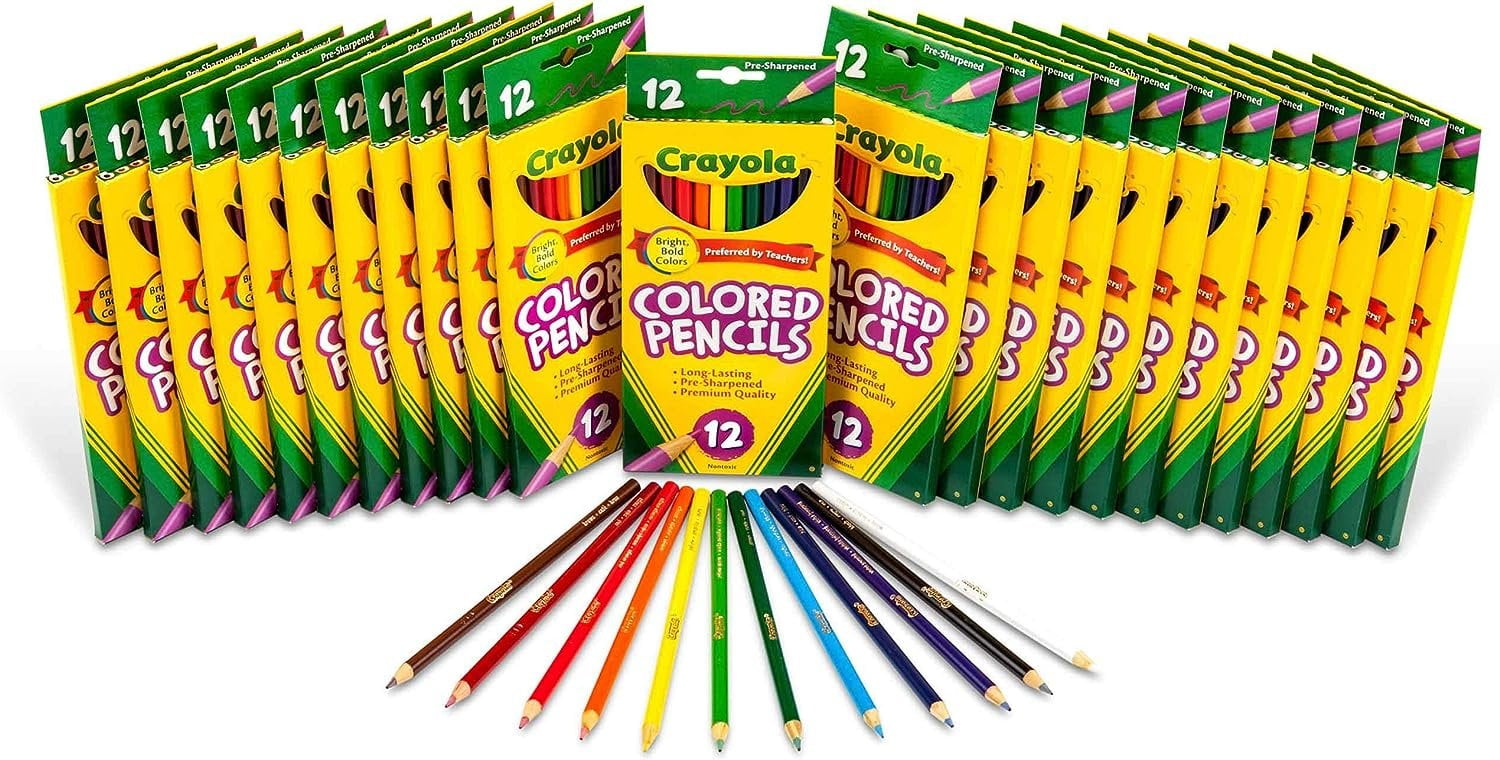 Crayola Bulk Colored Pencils, Pre-sharpened, Bulk School Supplies for Teachers, 12 Assorted Colors, Pack of 24