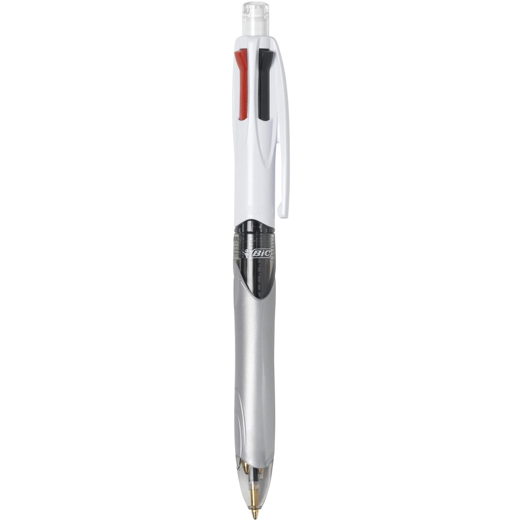 BIC MMLP1-AST 4-Color 3 plus 1 Medium 1 millimeter Pen/0.7 millimeter Pencil Retractable Ballpoint Pen/Pencil - Black/Blue/Red Ink/Gray/White Barrel (1-Set)