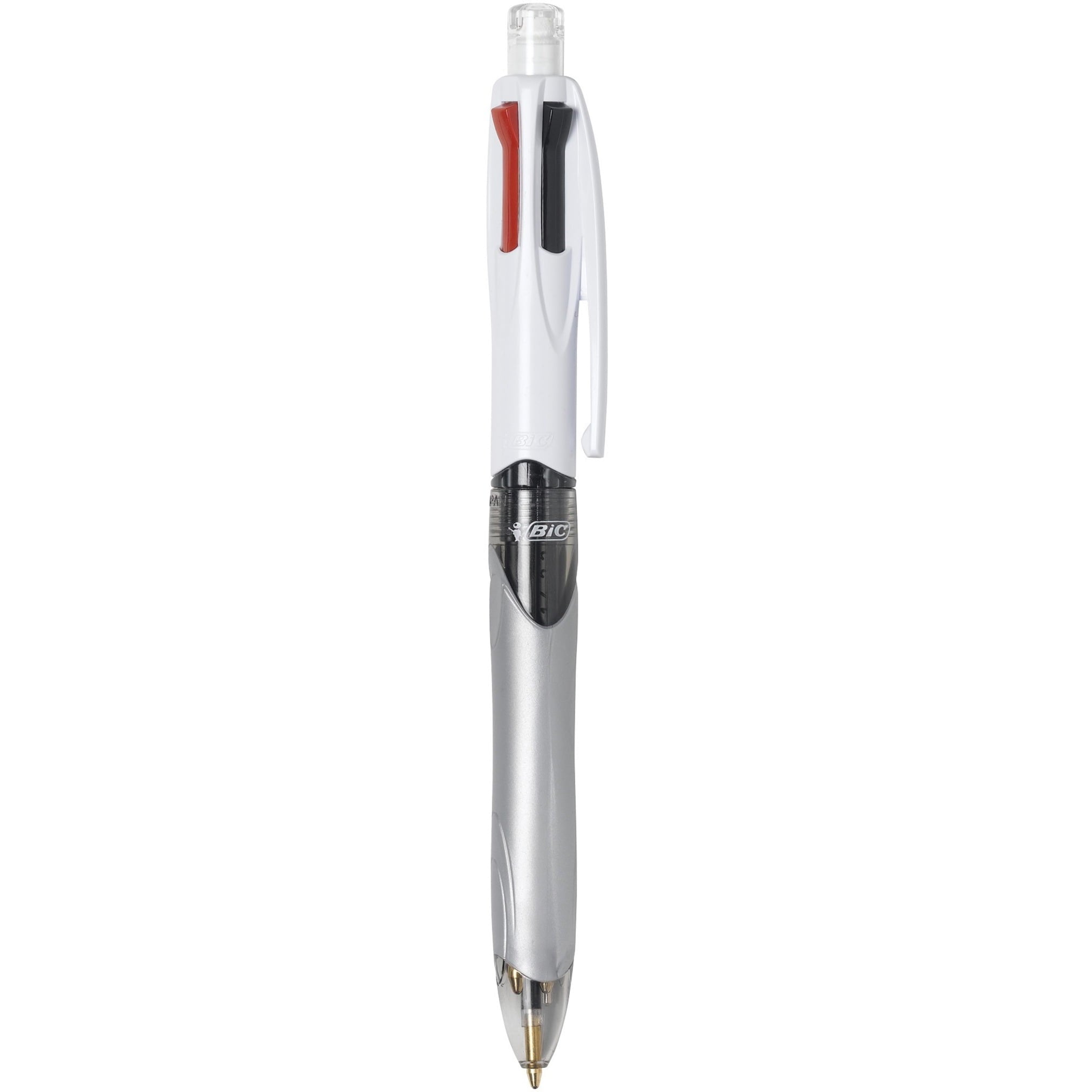 BIC MMLP1-AST 4-Color 3 plus 1 Medium 1 millimeter Pen/0.7 millimeter Pencil Retractable Ballpoint Pen/Pencil - Black/Blue/Red Ink/Gray/White Barrel (1-Set)