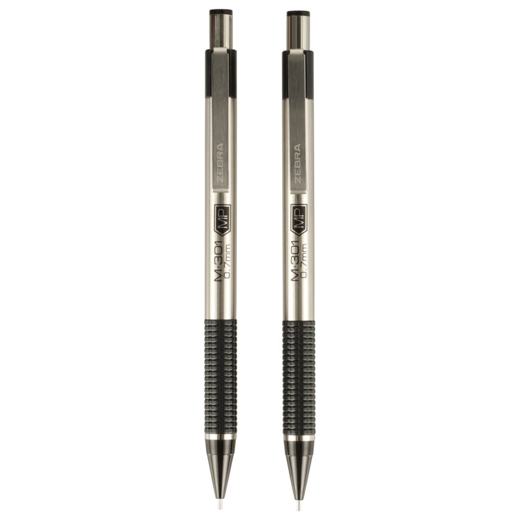 Zebra M-301 Mechanical Pencil, 0.7 mm, HB #2 Graphite, Black Grip, 2-Pack
