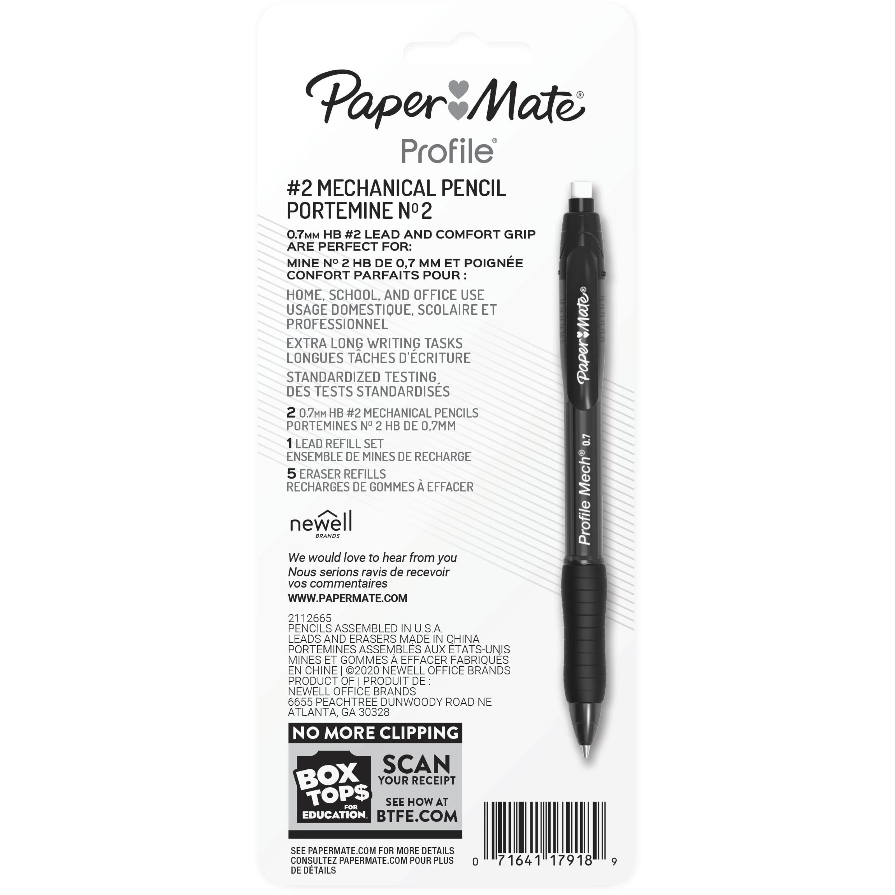 Paper Mate Profile Mech Mechanical Pencil Set, 0.7 mm #2 Pencil Lead, 2 Count