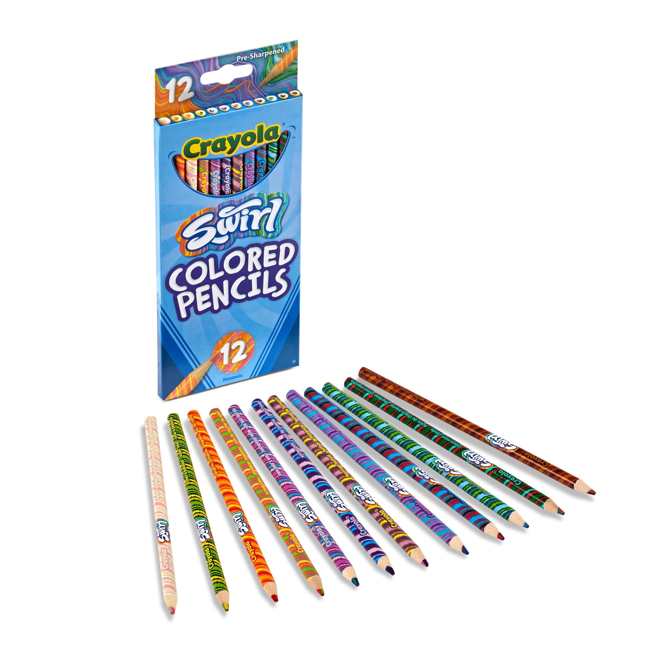 Crayola Swirl Colored Pencils, 12 Ct, Multicolored Rainbow Pencils, Back to School Supplies for Kids, Classroom Supplies