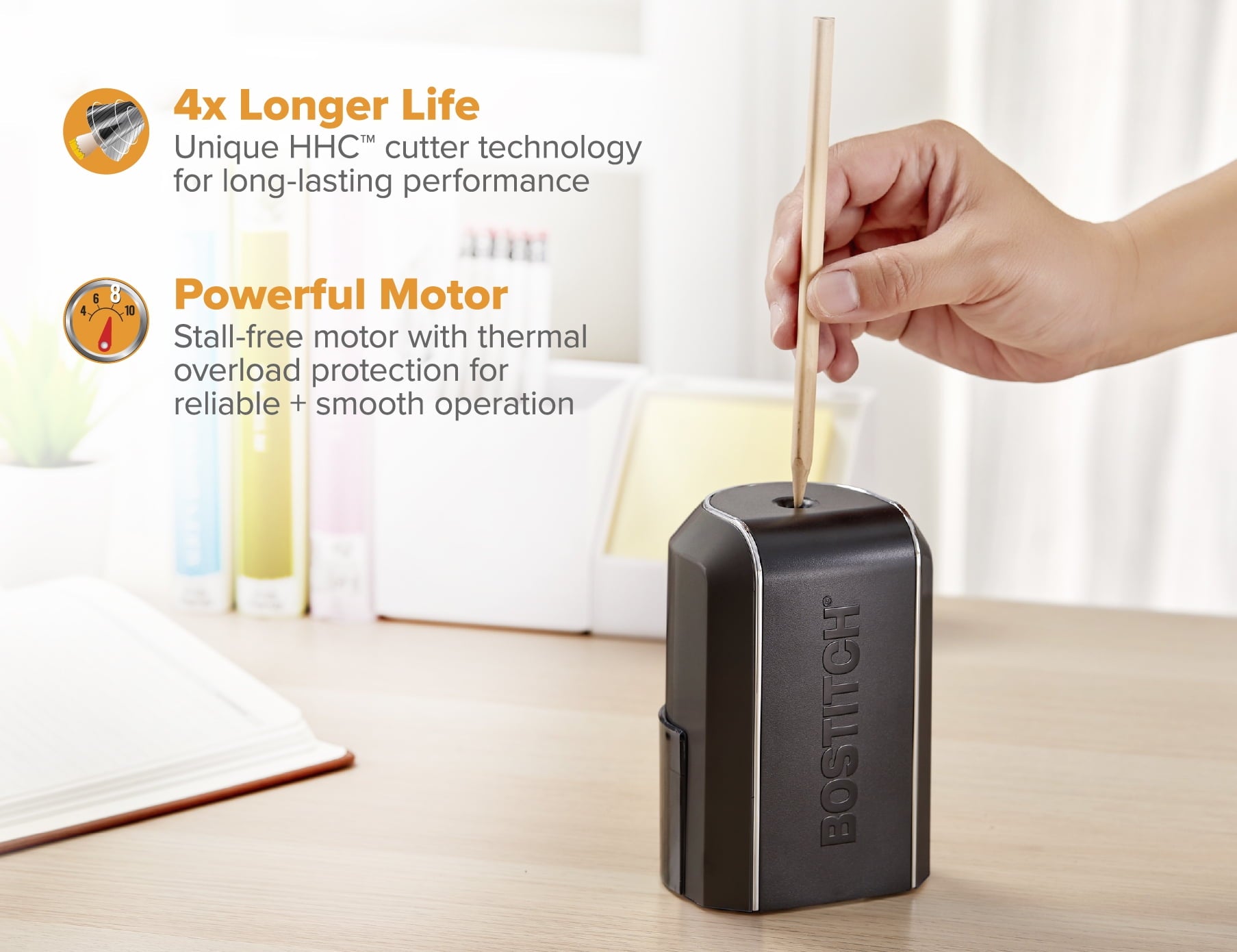 Bostitch Vertical Electric Pencil Sharpener, 1 Hole, Black, EPS5V-BLK