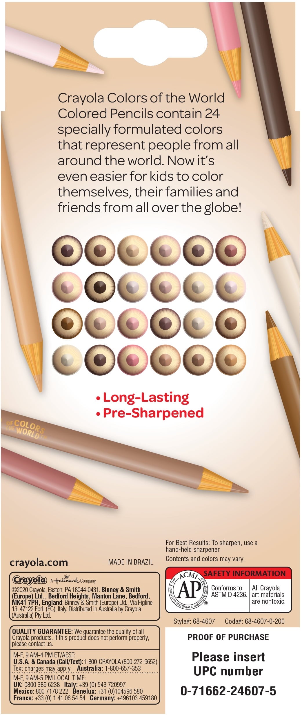 Crayola Colors of the World Colored Pencils, 24 Ct, Back to School Supplies for Kids, Gift for Teachers