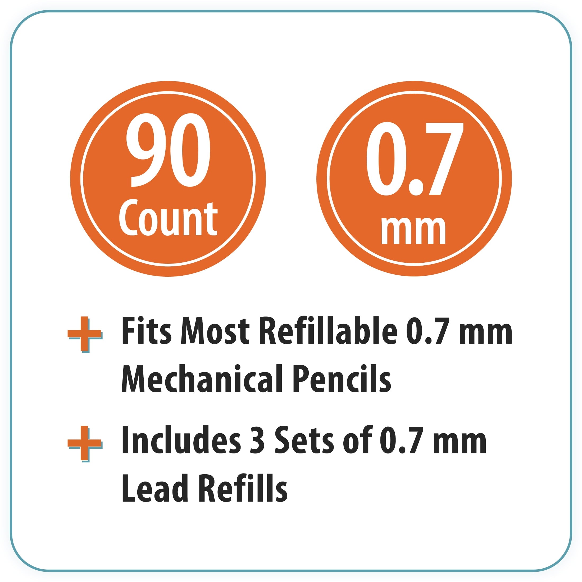 (3 pack) Pen+Gear No. 2 Mechanical Pencil Dark Lead Refills, Pencil Lead Grade, 0.7mm, 90 Count
