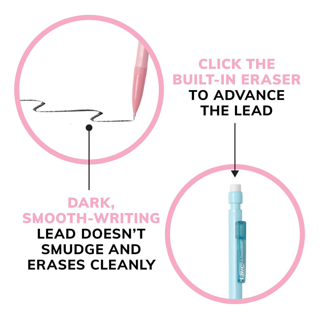 BIC Mechanical Pencil Xtra Life, Pastel Colors, 40 Count