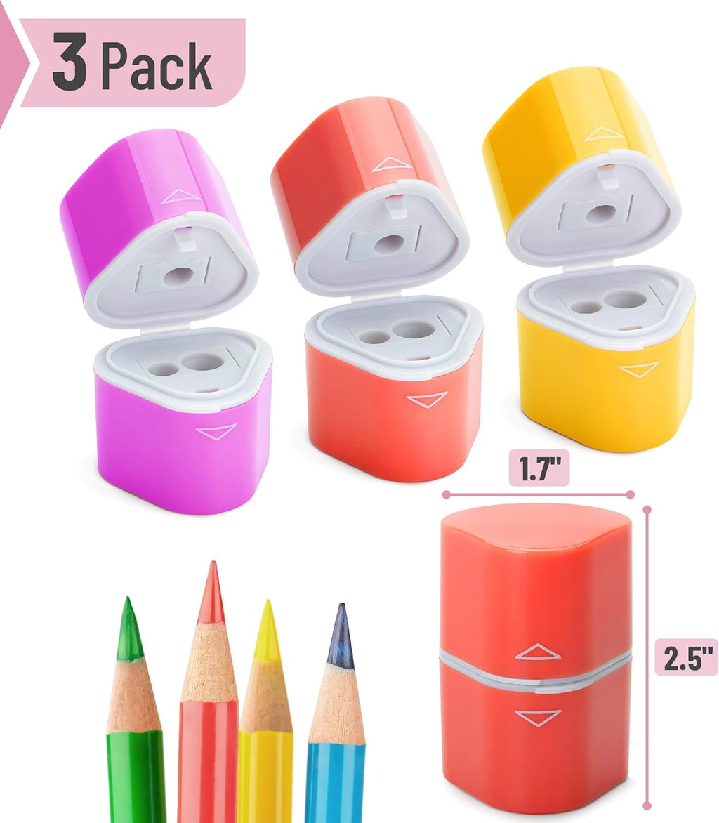 Mr. Pen- Pencil Sharpener for Colored Pencils, 3 Pack, 3 Hole, Pencil Sharpeners Manual, Handheld Pencil Sharpener