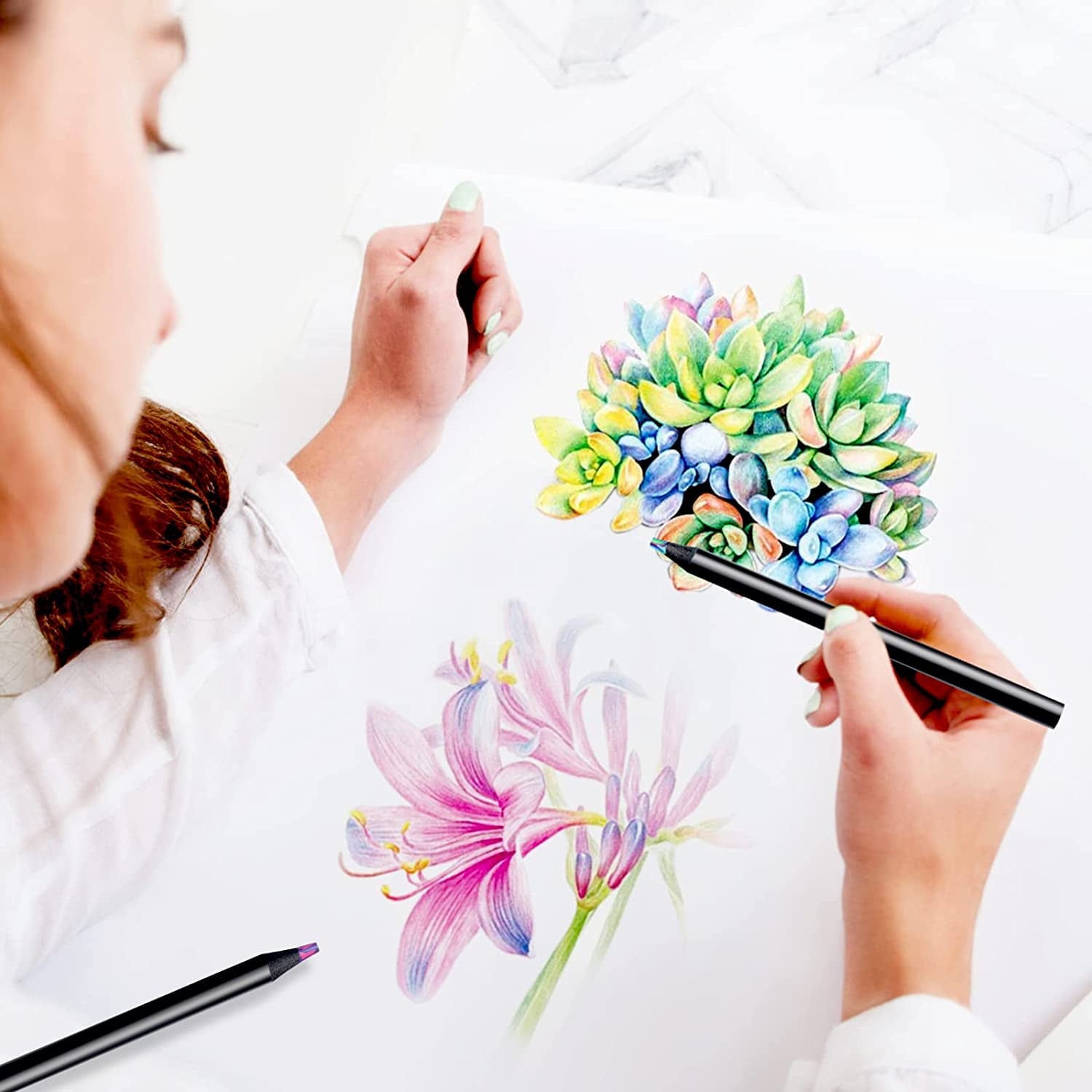 Nsxsu 8 Pieces Rainbow Colored Pencils for Adults, Art Supplies Jumbo Multicolored Pencils, Stocking Stuffers for Kids