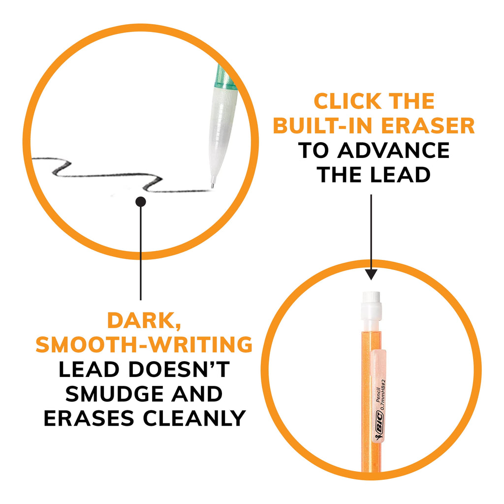 (2 pack) BIC Xtra Sparkle Mechanical Pencil, 0.7 mm, 24 Count