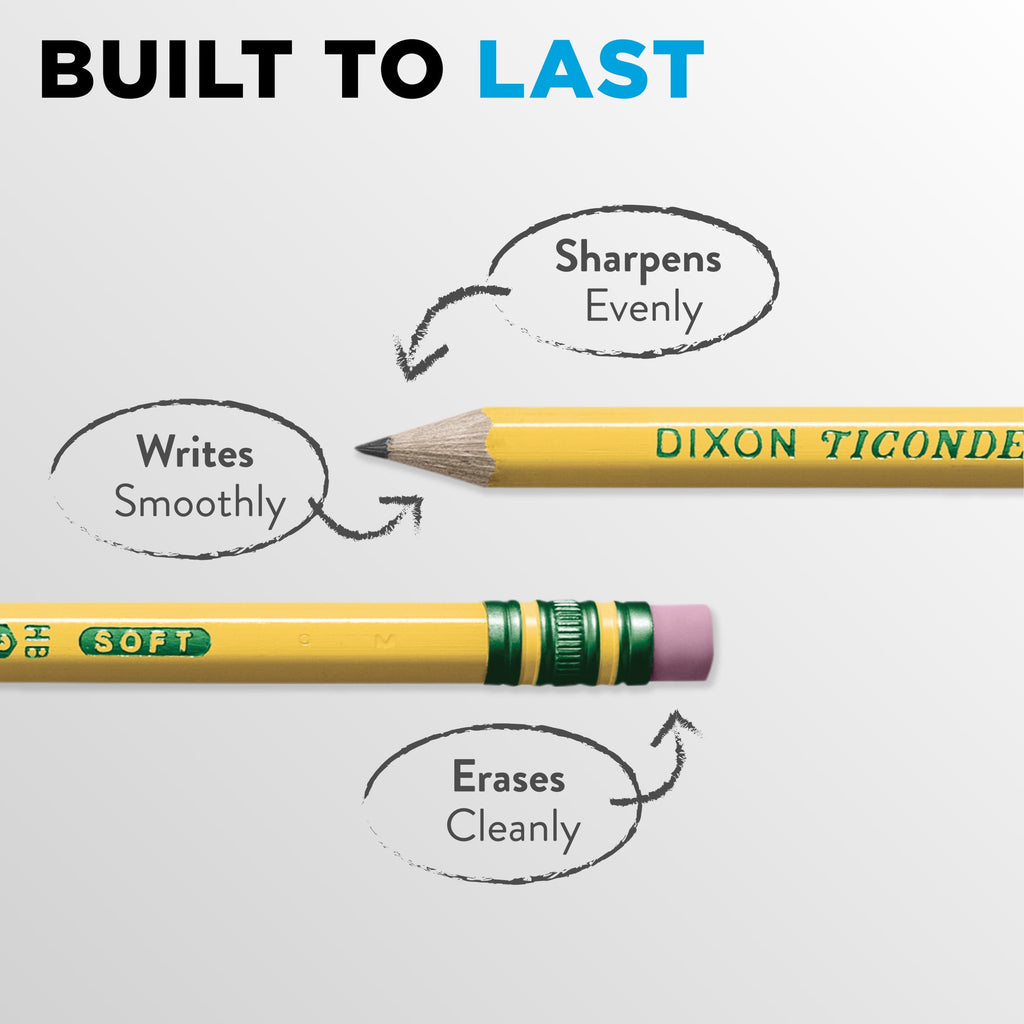 Ticonderoga Sharpened Wooden Pencils, 2 HB, .03mm, Yellow, 60 Count