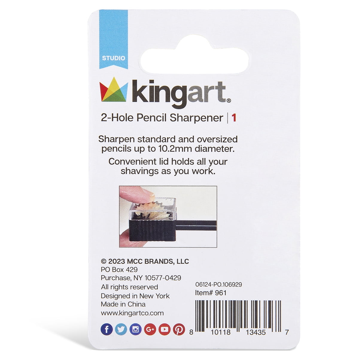 KINGART 2 Hole Plastic Pencil Sharpener