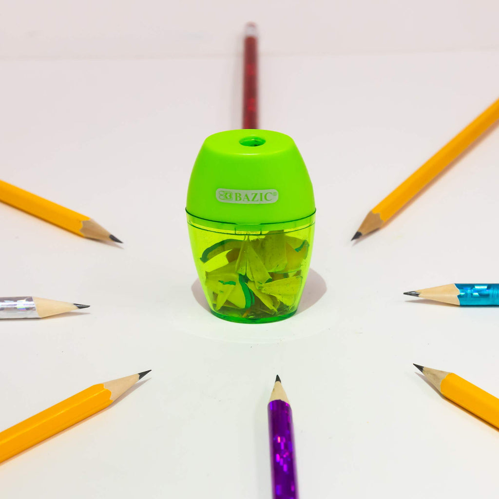 BAZIC Pencil Sharpener Single Hole Blade w/ Receptacle, (3/Pack), 1-Pack