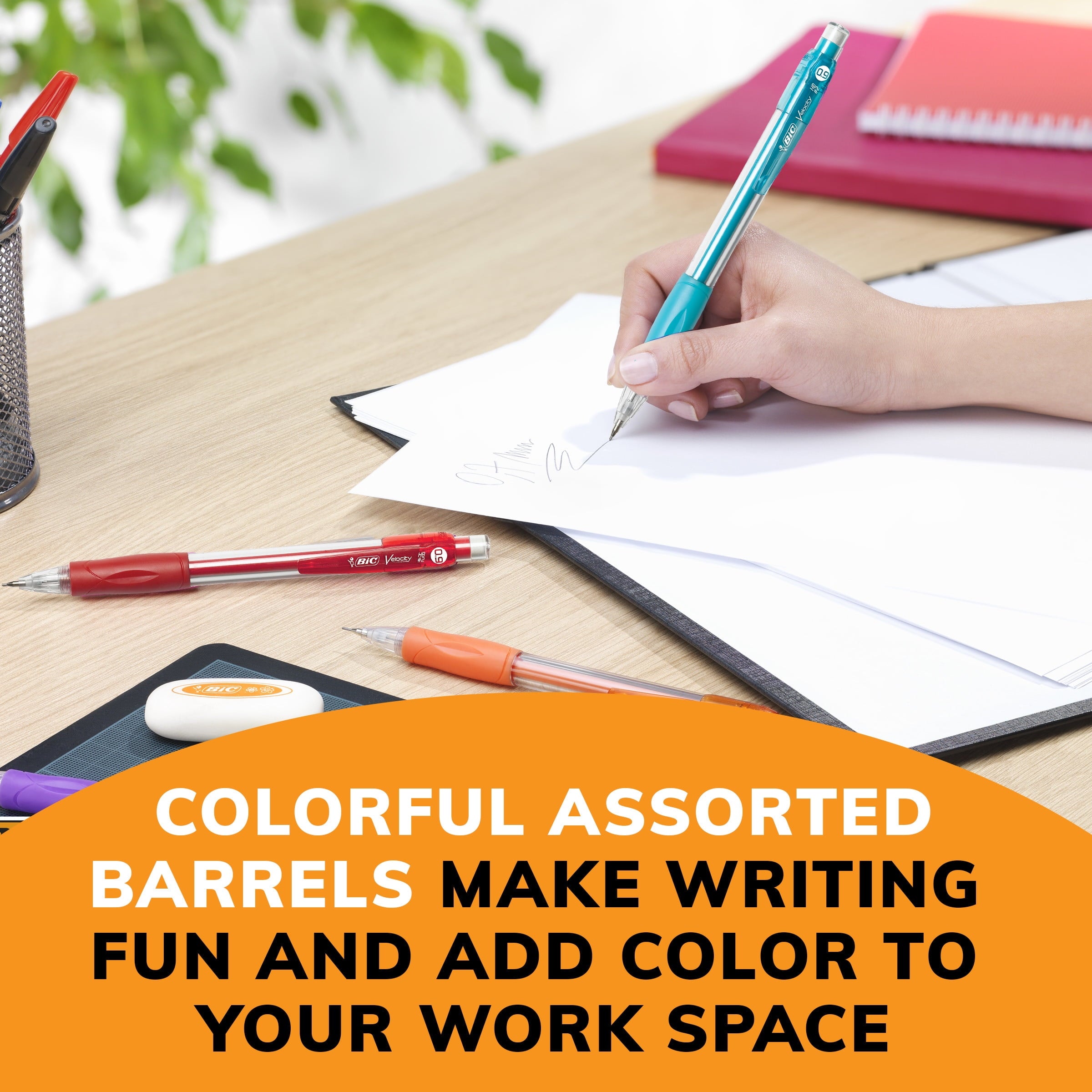 BIC Velocity Original Mechanical Pencils, 0.9 mm, #2 Lead, Assorted Barrel Colors, 5 Count