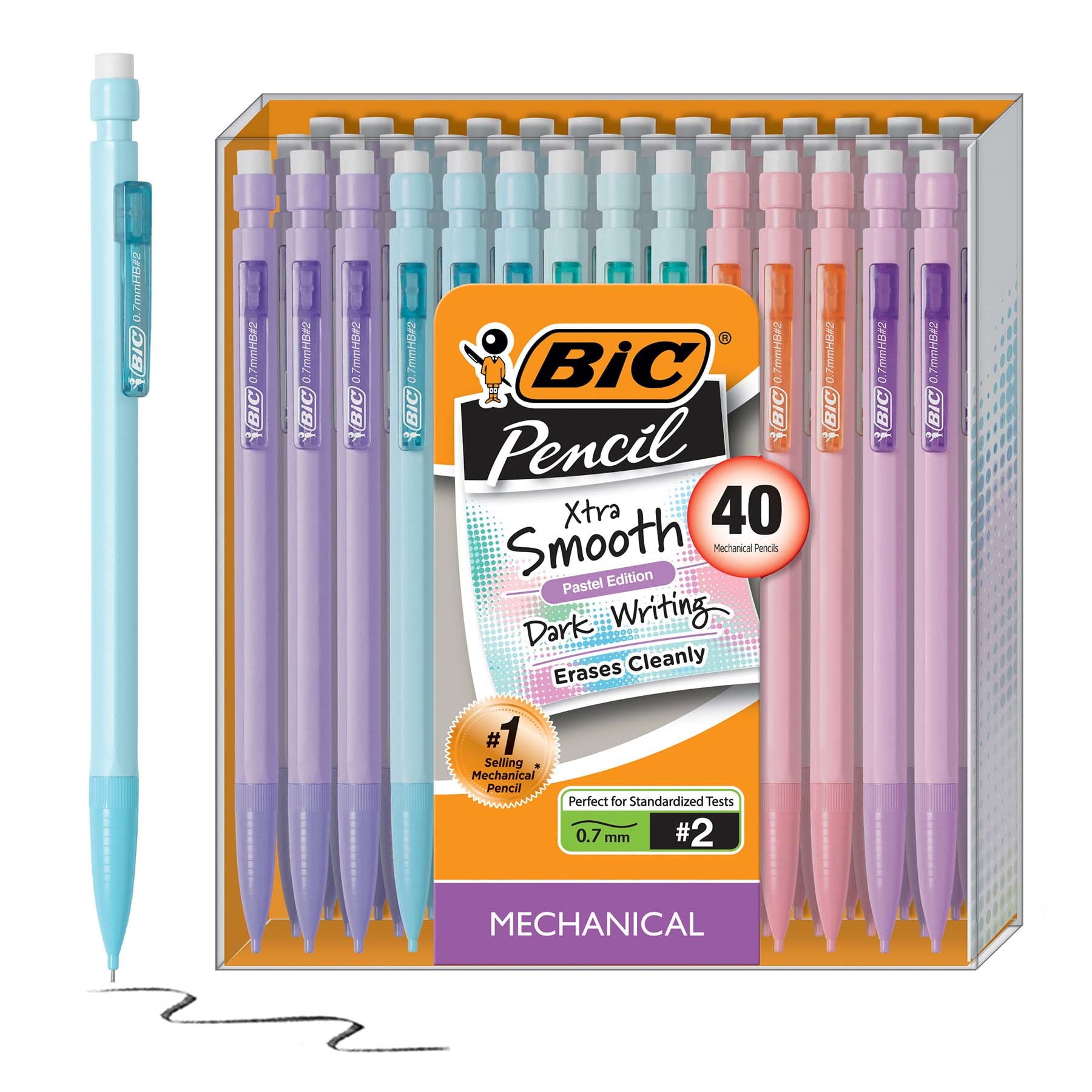 BIC Mechanical Pencil Xtra Life, Pastel Colors, 40 Count
