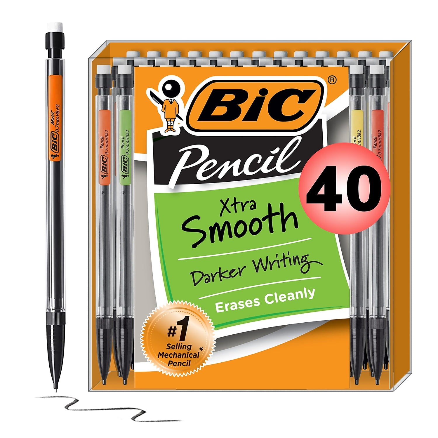 BIC Xtra-Smooth Mechanical Pencil, Medium Point (0.7mm), Perfect For The Classroom & Test Time, 40-Count