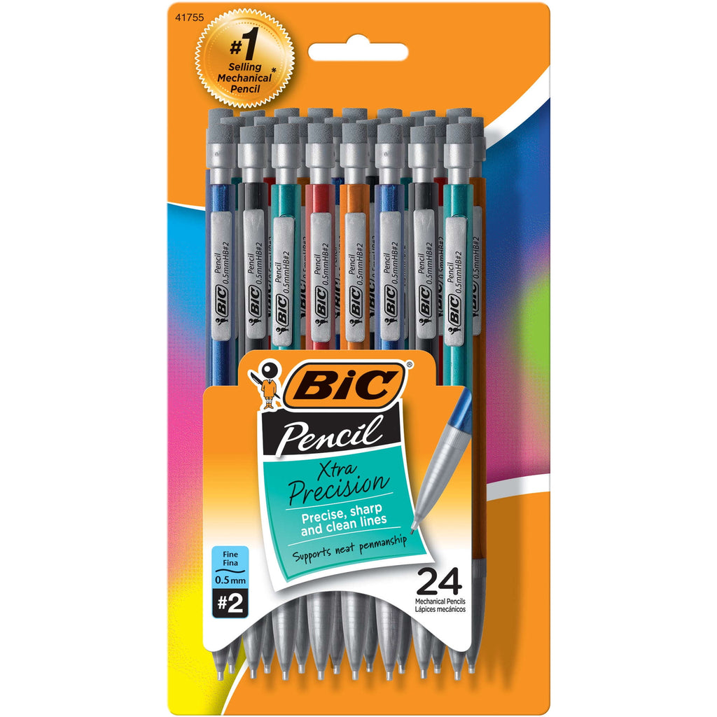 BIC Xtra-Precision Mechanical Pencil, Metallic Barrels, #2 Pencil, 24 Count