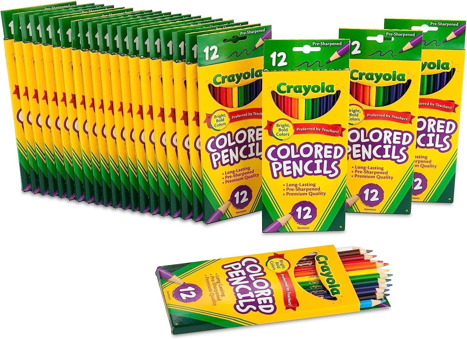 Crayola Bulk Colored Pencils, Pre-sharpened, Bulk School Supplies for Teachers, 12 Assorted Colors, Pack of 24