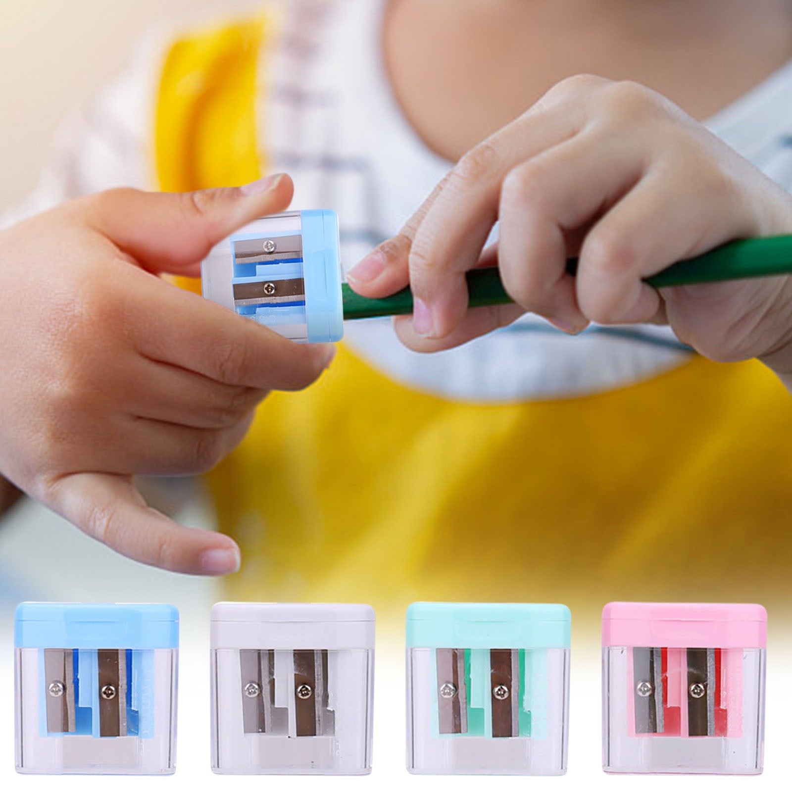 Guozer Pencil Sharpener for Classroom 1PCS Mini Pencil Sharpener Pencil Sharpener Double Hole Pencil Sharpener With Cover
