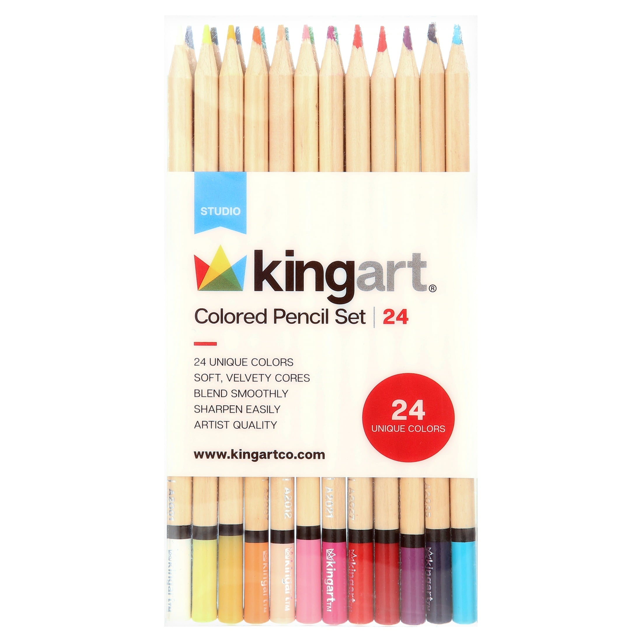 KINGART Soft Core Colored Pencils Set of 24 Unique Vibrant Colors