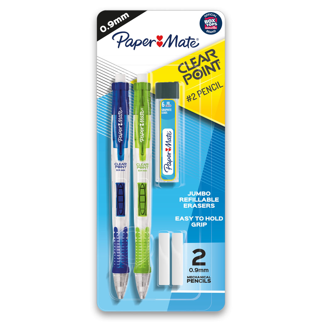 Paper Mate Clearpoint Mechanical Pencils Starter Kit, HB #2 Lead (0.9mm), Assorted Barrels, 2 Count