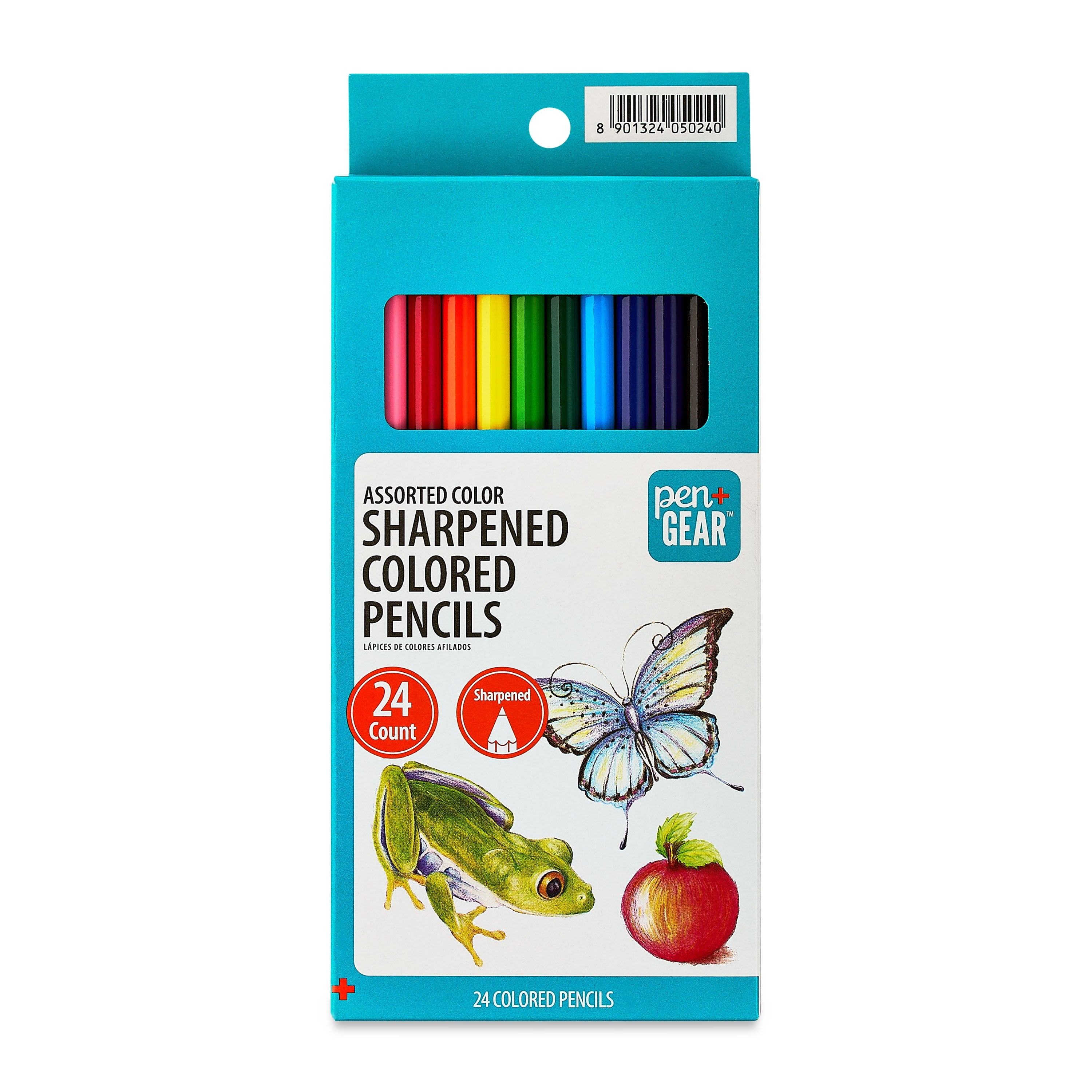 Pen+Gear Sharpened Colored Pencils, Assorted Colors, 24 Count