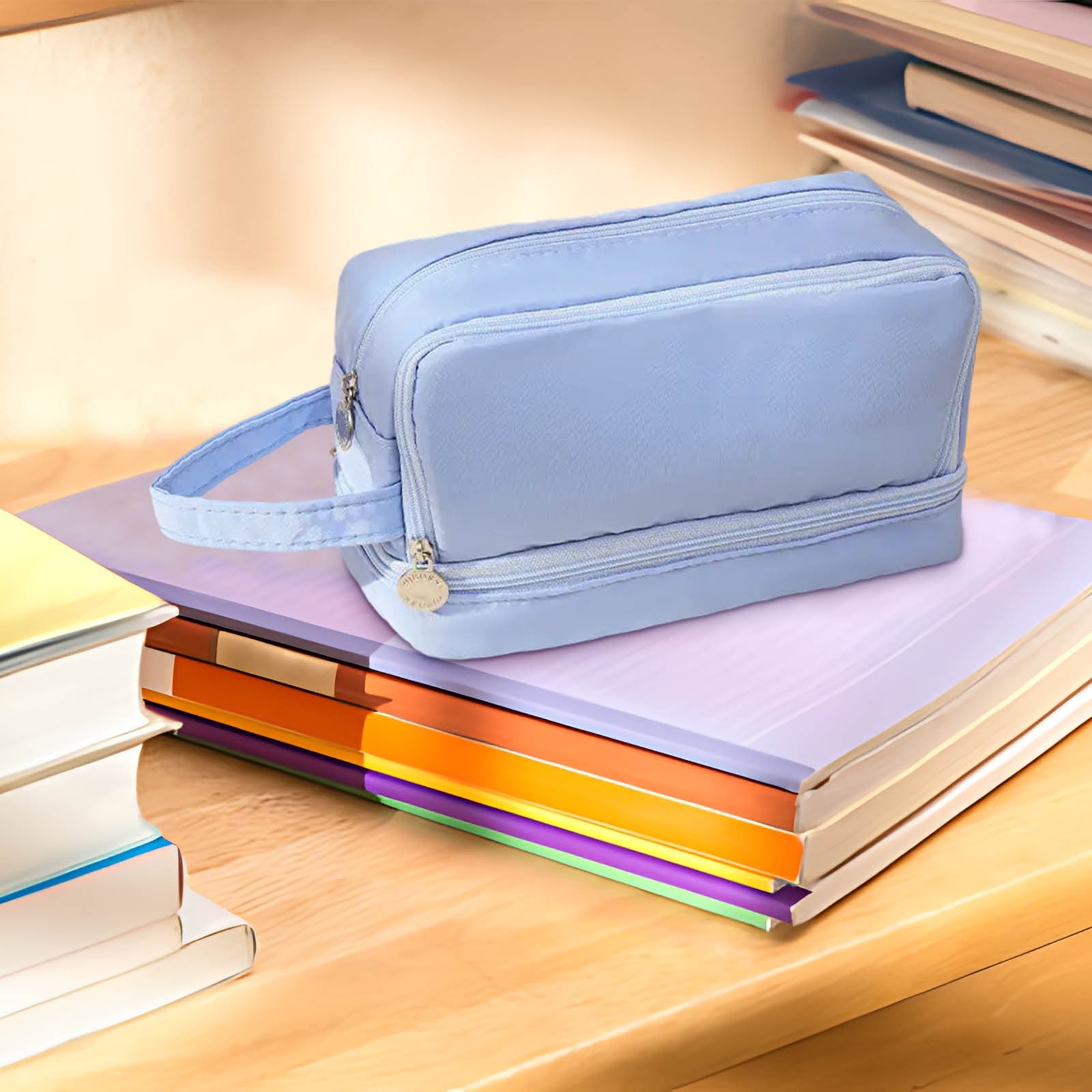 RXIRUCGD Multi-Compartment Pencil Pouch Large Capacity Stationery Case, Durable Oxford Cloth Pencil Case, Portable Organizer For Travel Office And University Organizer Supplies