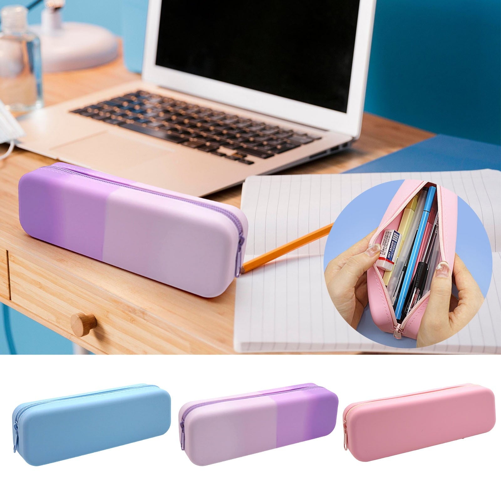 RXIRUCGD Multi-Compartment Pencil Pouch Large Capacity Stationery Case, Durable Oxford Cloth Pencil Case, Portable Organizer For Travel Office And University Organizer Supplies