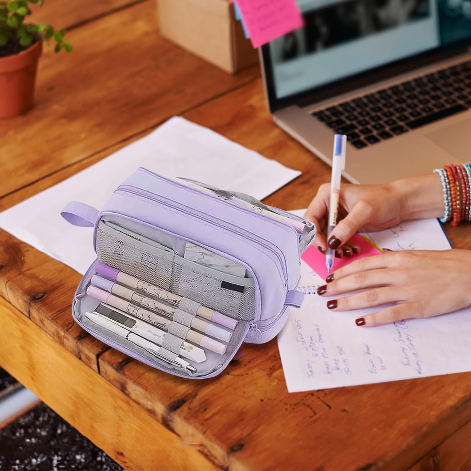 RXIRUCGD Multi-Compartment Pencil Pouch Large Capacity Stationery Case, Durable Oxford Cloth Pencil Case, Portable Organizer For Travel Office And University Organizer Supplies