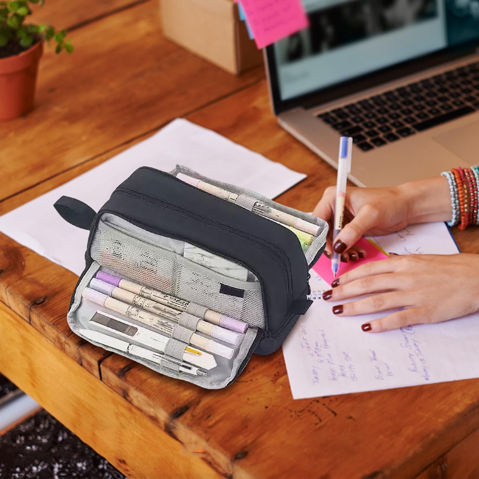 RXIRUCGD Multi-Compartment Pencil Pouch Large Capacity Stationery Case, Durable Oxford Cloth Pencil Case, Portable Organizer For Travel Office And University Organizer Supplies