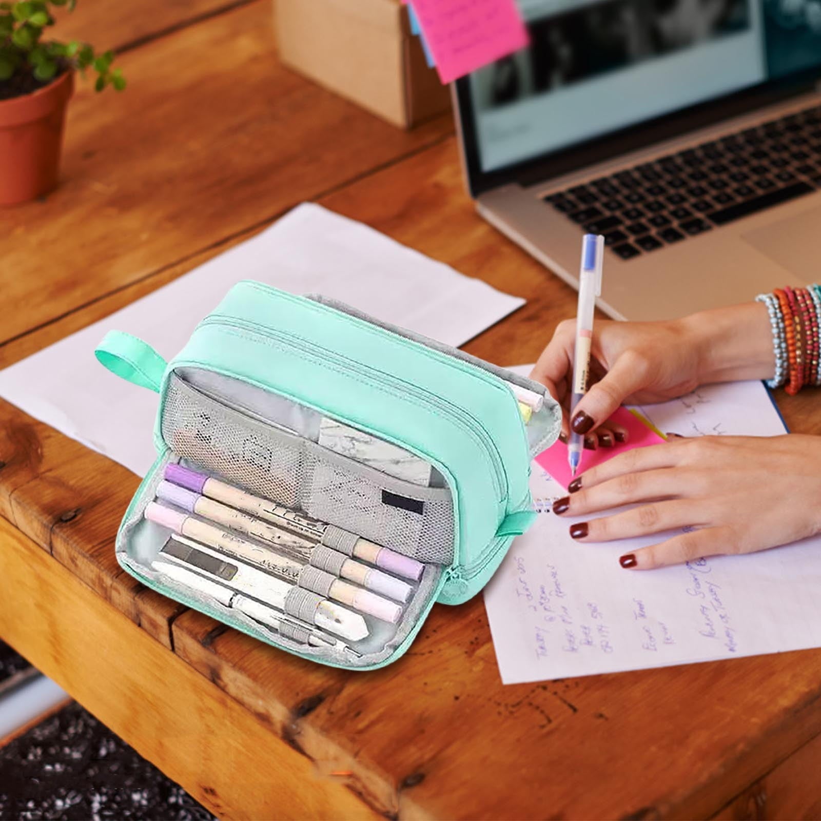 RXIRUCGD Multi-Compartment Pencil Pouch Large Capacity Stationery Case, Durable Oxford Cloth Pencil Case, Portable Organizer For Travel Office And University Organizer Supplies