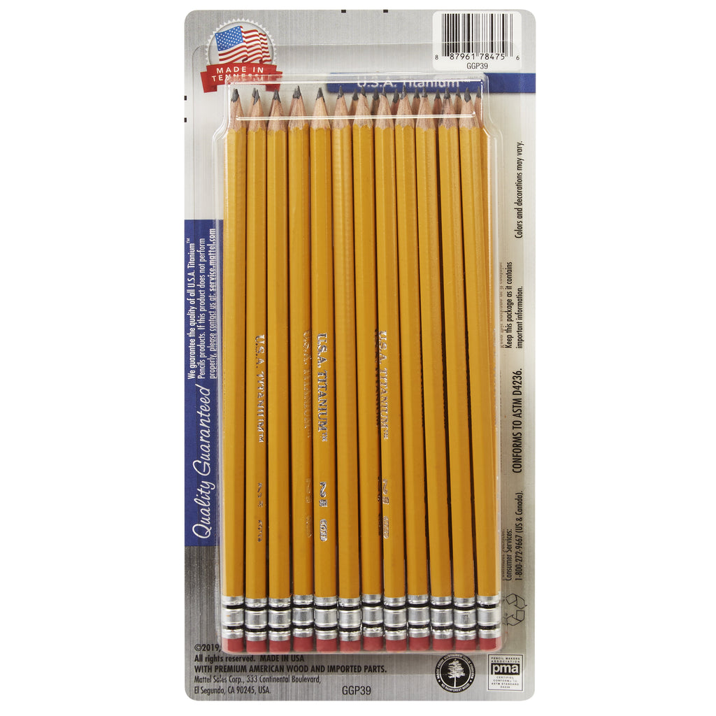 USA Titanium #2 HB Pencils – 24 Count, Pre-Sharpened, Latex-Free, PMA Certified