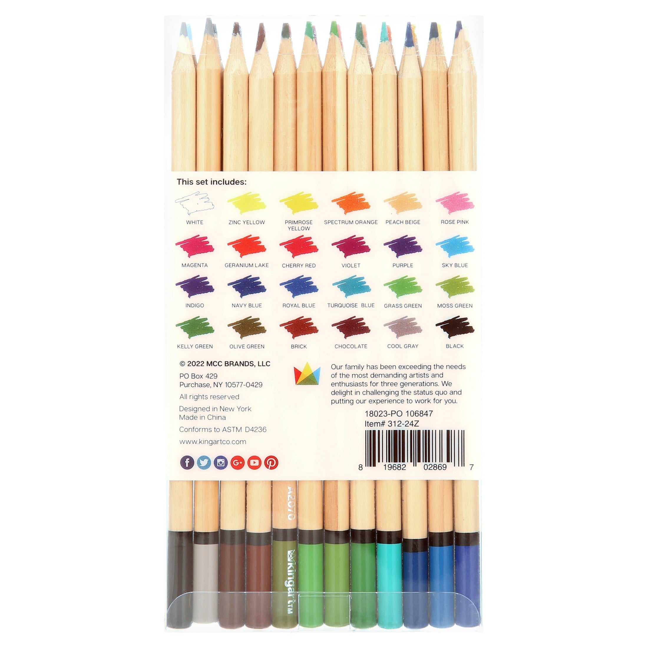 KINGART Soft Core Colored Pencils Set of 24 Unique Vibrant Colors