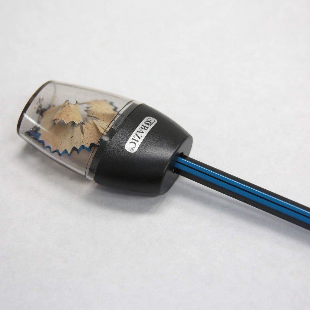 BAZIC Pencil Sharpener Single Hole Blade w/ Receptacle, (3/Pack), 1-Pack