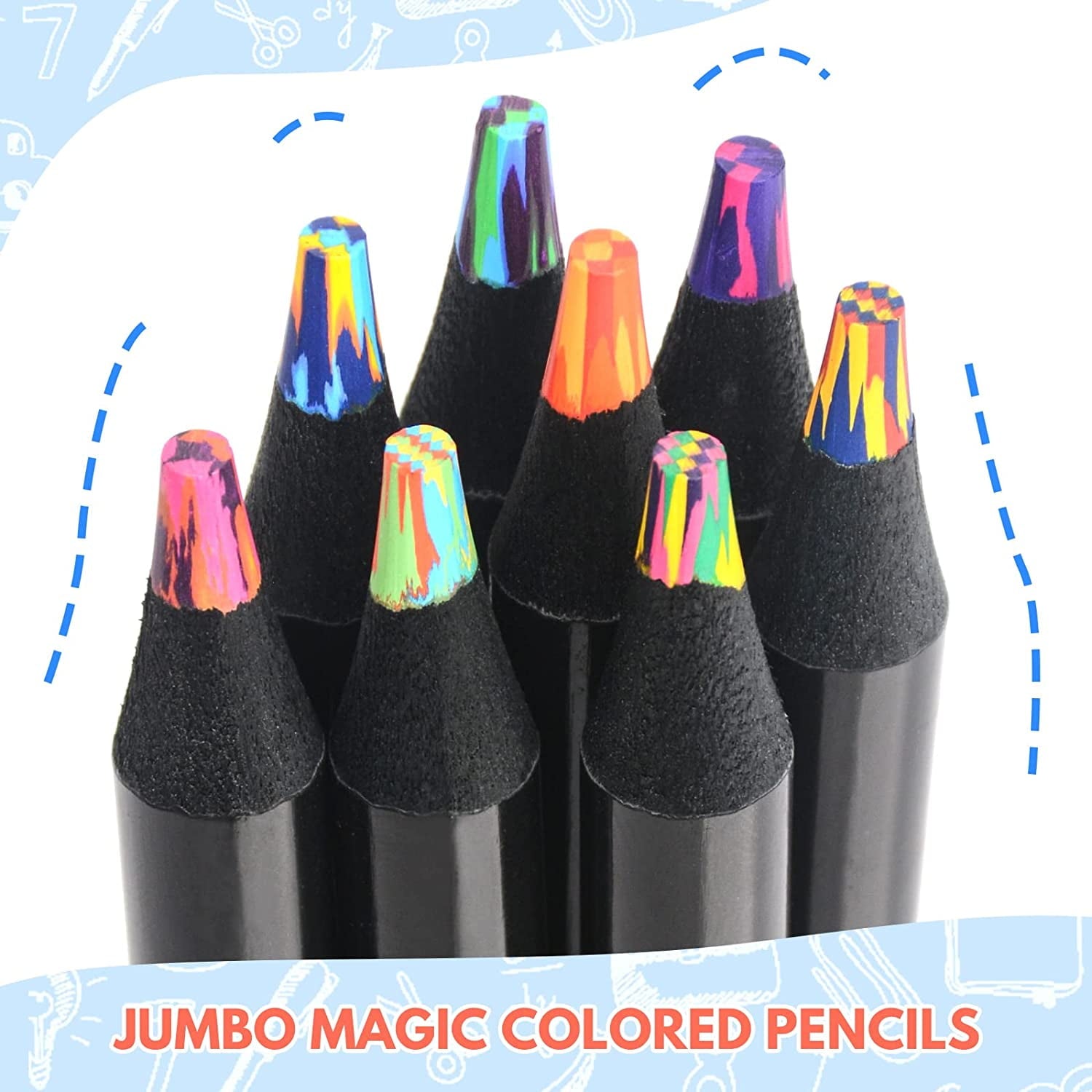 Nsxsu 8 Pieces Rainbow Colored Pencils for Adults, Art Supplies Jumbo Multicolored Pencils, Stocking Stuffers for Kids