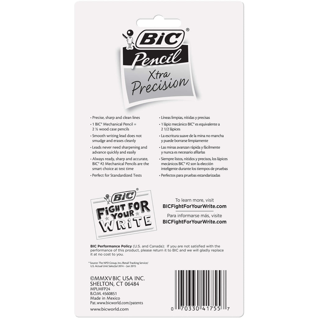 BIC Xtra-Precision Mechanical Pencil, Metallic Barrels, #2 Pencil, 24 Count