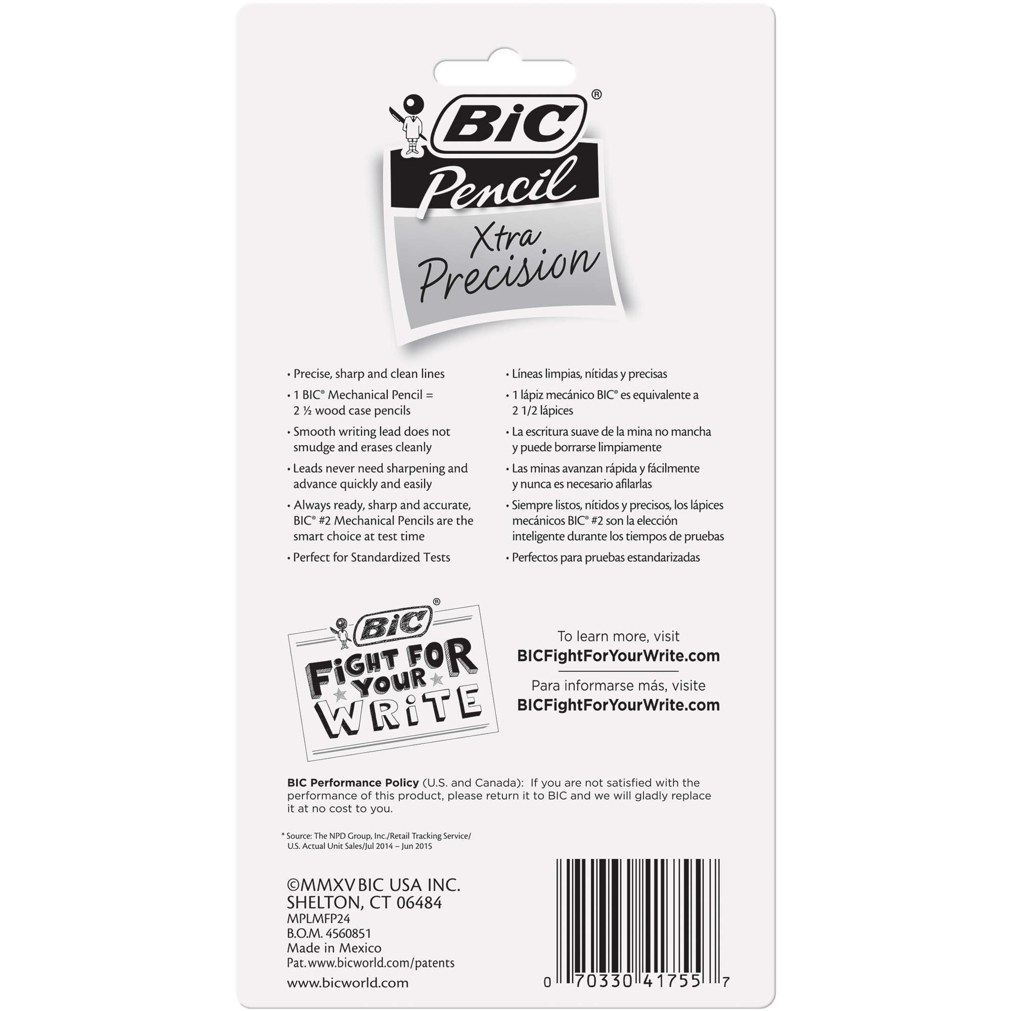 BIC Xtra-Precision Mechanical Pencil, Metallic Barrels, #2 Pencil, 24 Count