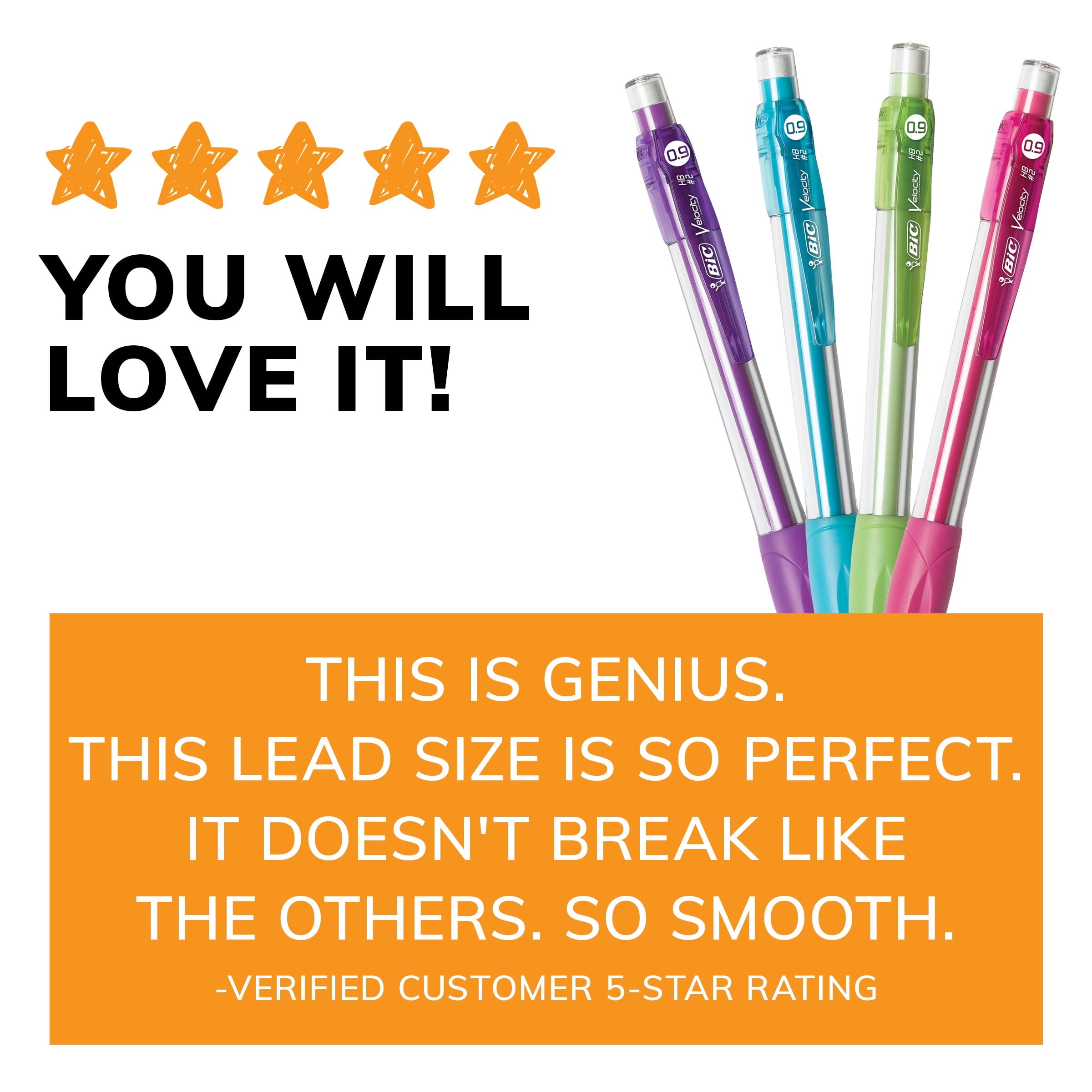 BIC Velocity Mechanical Pencil, 0.9 mm, 4 Count