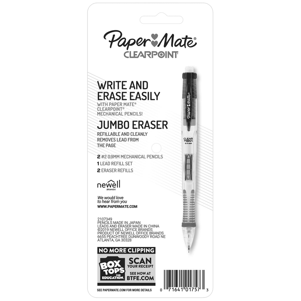 Paper Mate Clearpoint Mechanical Pencils Starter Kit, HB #2 Lead (0.9mm), Assorted Barrels, 2 Count