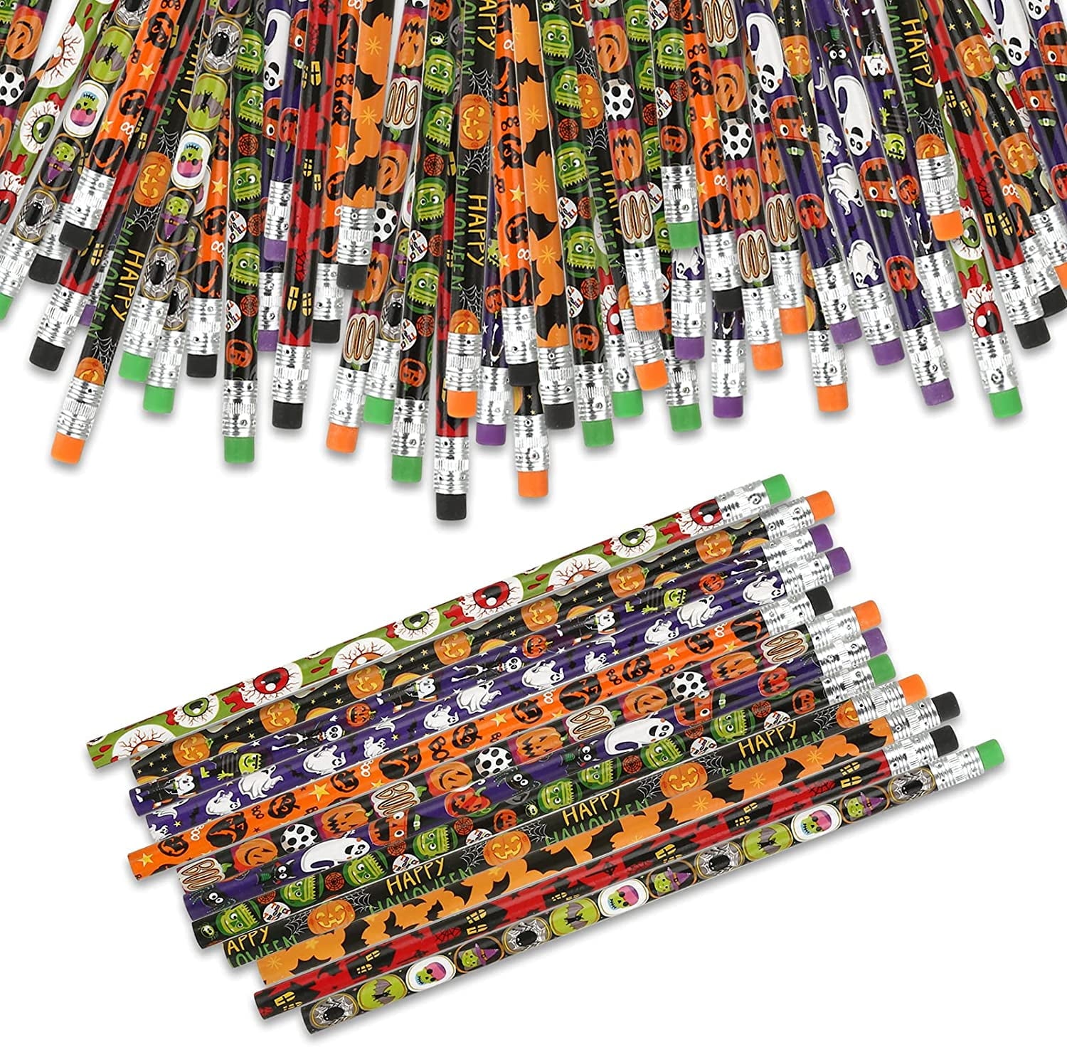 Naler Pack of 36 Halloween Pencils Set with Erasers for Kids Halloween Party Favors Goodie Bags School Prizes